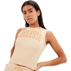 Koszulka treningowa damska Ellesse Fliss Bra Top. Brązowe bluzki damskie Ellesse, bez wzorów, z bawełny, bez kołnierzyka, bez ramiączek. Za 77.05 zł.