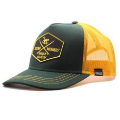 Czapka Trucker - 5 Paneli / Dorośli / Jeden rozmiar (Granatowy/Żółty). Niebieskie czapki męskie SURF MONKEY, z aplikacjami, z bawełny. Za 159.95 zł.
