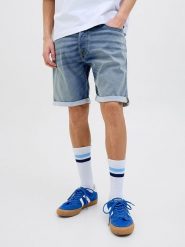 Jack & Jones Szorty dżinsowe "Rick" w kolorze niebieskim rozmiar: S. Niebieskie szorty męskie Jack & Jones, z jeansu, bez kołnierzyka. Za 122.38 zł.