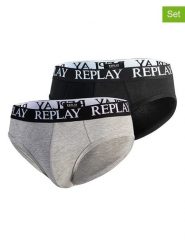 Replay Underwear Slipy (2 pary) w kolorze szarym i czarnym rozmiar: L. Czarne slipki męskie Replay Underwear, bez wzorów. Za 43.99 zł.