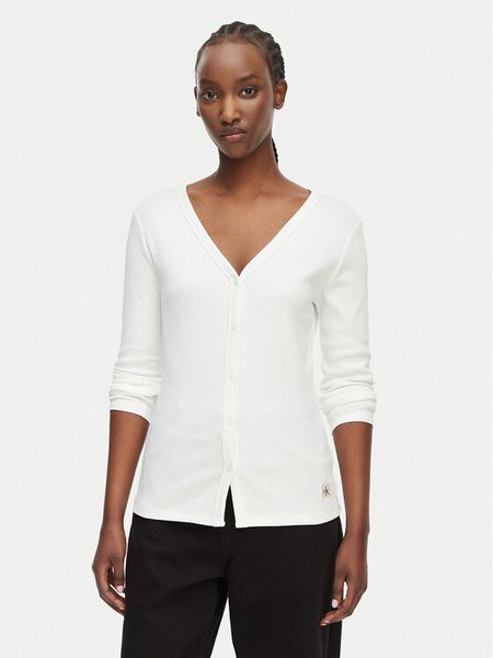 Calvin Klein Jeans Bluzka LV047G207G Biały Regular Fit. Białe bluzki damskie Calvin Klein Jeans, xl, bez wzorów, z bawełny, bez ramiączek. Za 249.99 zł.