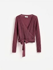 Sweter z wełną - mahoniowy. Brązowe swetry klasyczne damskie Reserved, l, z dzianiny, bez kołnierzyka. Za 159.99 zł.