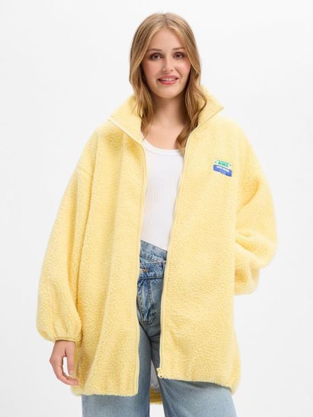 American vintage Damowa kurtka z futerkiem typu teddy Kobiety Sztuczne włókno żółty, XS/S. Żółte kurtki damskie American vintage, s, z aplikacjami, z włókna, bez kaptura. Za 999.95 zł.
