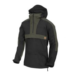 Kurtka Anorak Woodsman - Czarny / Taiga Green. Czarne kurtki męskie HELIKON-TEX, l, bez wzorów, z tkaniny, bez kaptura. Za 379.99 zł.
