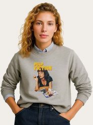 WOOOP Bluza "Pulp Fiction Vintage Mia Wallace" w kolorze szarym rozmiar: L. Szare bluzy z nadrukiem damskie Wooop, l. Za 108.99 zł.