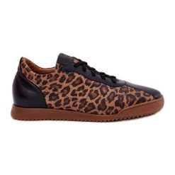 Skórzane Buty Sportowe Damskie W Panterkę Laura Messi 2935 Brązowe. Brązowe buty sportowe na co dzień damskie bez wzorów, ze skóry. Za 489.87 zł.