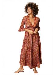 Aller Simplement Sukienka w kolorze karmelowo-czerwonym rozmiar: 38/40. Brązowe sukienki damskie Aller Simplement, bez wzorów, bez kołnierzyka, bez ramiączek, maxi. Za 56.99 zł.