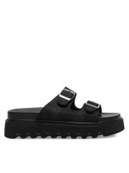 DeeZee Klapki HY86009-19 Czarny. Czarne klapki damskie DeeZee, bez wzorów, z materiału, bez obcasa. Za 129.99 zł.