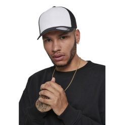 Dwukolorowa Siatkowa Czapka Z Daszkiem. Białe czapki z daszkiem damskie FLEXFIT, bez wzorów. Za 77.99 zł.