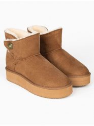 ISLAND BOOT Botki zimowe "Catalina" w kolorze jasnobrązowym rozmiar: 36. Brązowe botki damskie Island Boot, na zimę, bez obcasa, bez zapięcia. Za 122.96 zł.