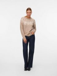 Vero Moda Sweter w kolorze beżowym rozmiar: M. Brązowe swetry klasyczne damskie Vero Moda, m, z wełny, bez kołnierzyka. Za 95.92 zł.