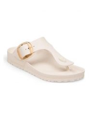 Birkenstock Japonki "Gizeh Big Buckle" w kolorze kremowym rozmiar: 37. Brązowe klapki damskie Birkenstock, bez wzorów, bez obcasa. Za 224.95 zł.