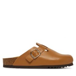Klapki Scholl. Brązowe klapki damskie Scholl, bez wzorów, bez obcasa. Za 299.99 zł.