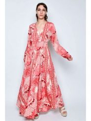 Tarifa Sukienka w kolorze jasnoróżowo-czerwono-białym rozmiar: S. Czerwone sukienki damskie Tarifa, s, bez wzorów, bez kołnierzyka, bez ramiączek, maxi. Za 91.99 zł.