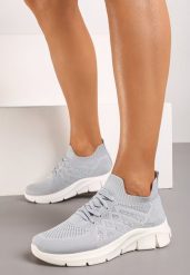 Szare Buty Sportowe z Elastyczną Wsuwaną Cholewką i Wkładką ze Skóry Naturalnej Rantia. Szare buty sportowe na co dzień damskie Renee, bez wzorów, z gumy. Za 44.99 zł.