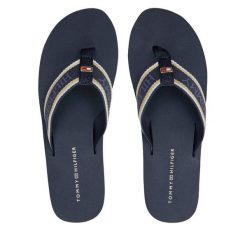 Japonki Tommy Hilfiger. Niebieskie klapki damskie Tommy Hilfiger, bez wzorów, bez obcasa. Za 259.99 zł.