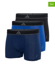 Adidas Bokserki (3 pary) w kolorze granatowym, czarnym i niebieskim rozmiar: M. Czarne bokserki męskie Adidas, bez wzorów. Za 101.94 zł.