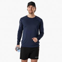 Koszulka treningowa męska Swedemount Core Training L/S Tee szybkoschnąca. Niebieskie t-shirty sportowe męskie SWEDEMOUNT, l, z materiału, bez ramiączek, do biegania. Za 99.99 zł.
