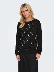 ONLY Sweter w kolorze czarnym rozmiar: XL. Czarne swetry klasyczne damskie Only, xl, ze splotem, bez kołnierzyka. Za 122.95 zł.