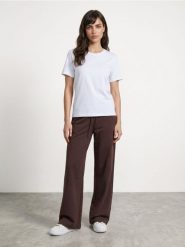 Spodnie wide leg z grubej prążkowanej dzianiny - czerwony. Czerwone spodnie materiałowe damskie Sinsay, bez wzorów, z dzianiny. Za 49.99 zł.