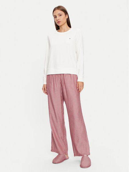 Tommy Hilfiger Piżama UW0UW04853 Czerwony Regular Fit. Czerwone piżamy damskie Tommy Hilfiger, xl, bez wzorów, z bawełny, bez ramiączek. Za 319.99 zł.