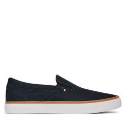 Tenisówki Tommy Hilfiger. Niebieskie trampki i tenisówki męskie Tommy Hilfiger, bez wzorów, bez zapięcia. Za 219.99 zł.