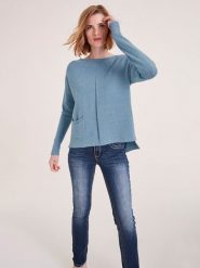 Heine Sweter w kolorze niebieskim rozmiar: 40/42. Niebieskie swetry klasyczne damskie Heine, bez kołnierzyka. Za 43.99 zł.