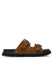 DeeZee Klapki 86009-13 Brązowy. Brązowe klapki damskie DeeZee, bez wzorów, z materiału, bez obcasa. Za 179.99 zł.