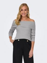 ONLY Sweter w kolorze szarym rozmiar: XL. Szare swetry klasyczne damskie Only, xl, prążkowane, bez kołnierzyka. Za 105.63 zł.