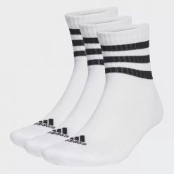 Skarpety adidas 3-Stripes Cushioned Sportswear Mid-Cut Socks 3P. Białe skarpetki męskie Adidas, bez wzorów. Za 50.00 zł.