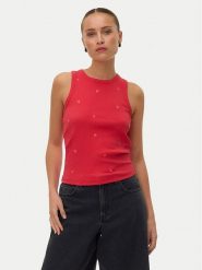 Vero Moda Top Naja 10341964 Czerwony Slim Fit. Czerwone topy damskie Vero Moda, xl, bez wzorów, z bawełny, bez ramiączek. Za 89.99 zł.