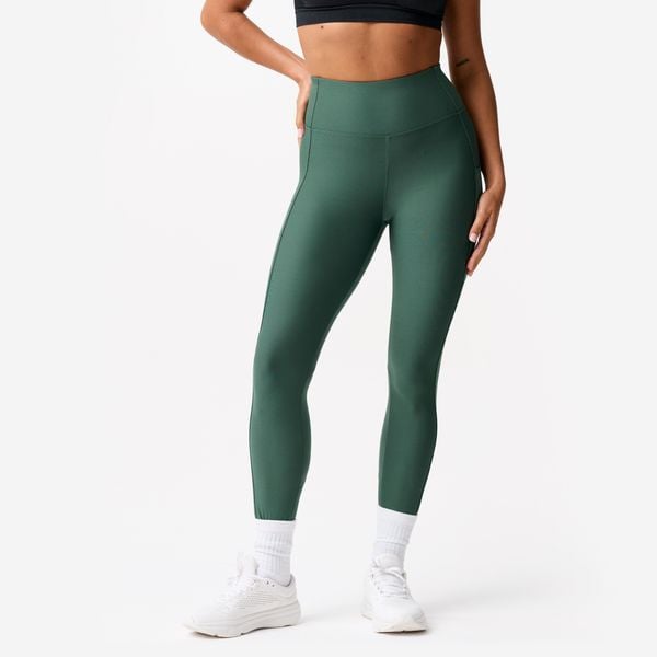 Legginsy fitness damskie Domyos. Zielone legginsy damskie DOMYOS, l, bez wzorów, z elastanu, z podwyższonym stanem, na fitness i siłownię. Za 79.99 zł.
