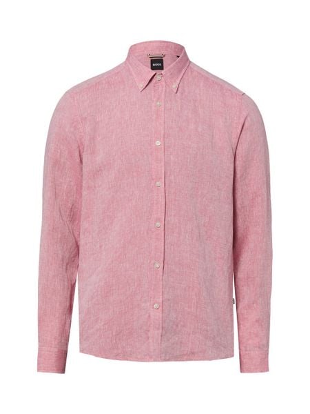BOSS koszula lniana Mężczyźni Regular Fit len (100%) czerwony, XXL. Czerwone koszule męskie Boss, m, bez wzorów, ze lnu, bez kołnierzyka, bez ramiączek. Za 479.95 zł.