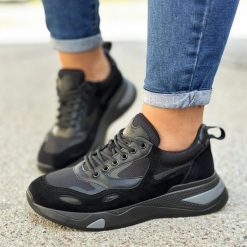 Czarne sneakersy półbuty damskie Vinceza 10728 Bk/bk. Czarne półbuty damskie VINCEZA, bez wzorów, ze skóry, bez obcasa, na obcasie. Za 149.00 zł.