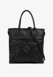 Czarna Torebka Typu Shopper z Paskiem Crossbody Zdobiona Aplikacją Idaniela. Czarne shopper bag damskie Renee, z aplikacjami, z jeansu, na ramię, zdobione, bez dodatków. Za 109.99 zł.