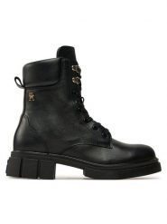 Tommy Hilfiger Trapery Lace-Up Biker Leather FW0FW08167 Czarny. Czarne trapery damskie Tommy Hilfiger, ze skóry, bez obcasa. Za 479.99 zł.