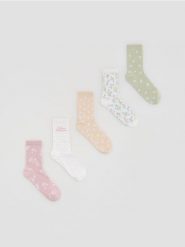 Skarpetki z włóknem bambusowym 5 pack - pastelowy róż. Czerwone skarpetki damskie Reserved, bez wzorów, z włókna. Za 49.99 zł.