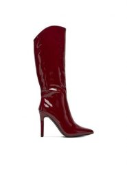 DeeZee Kozaki 197-6 Bordowy. Czerwone kozaki damskie DeeZee, z materiału, bez obcasa, na szpilce. Za 249.99 zł.