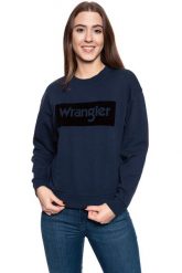 BLUZA WRANGLER HIGH RIB RETRO SWEAT NAVY W6N0HA114 112130760. Niebieskie bluzy bez kaptura damskie Wrangler, xs. W wyprzedaży za 69.99 zł.