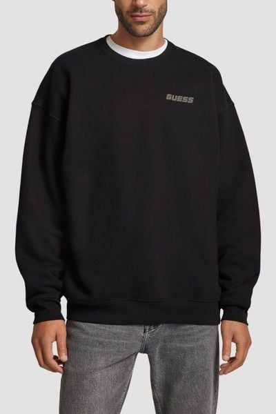 GUESS Czarna bluza męska Emis Cn, Rozmiar M. Czarne bluzy bez kaptura męskie Guess, l, z bawełny. W wyprzedaży za 225.99 zł.