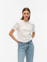 Vero Moda Koszulka w kolorze białym rozmiar: S. Białe bluzki damskie Vero Moda, s, bez wzorów, z bawełny, bez kołnierzyka. Za 43.99 zł.