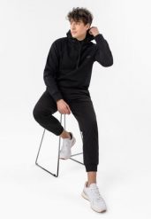 Dresowe spodnie N-PILO. Czarne spodnie dresowe męskie Volcano, bez wzorów, z bawełny. Za 139.99 zł.
