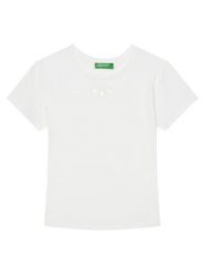 United Colors Of Benetton T-Shirt 3P4ZC10O0 Biały Slim Fit. Białe koszulki dziewczęce United Colors Of Benetton, bez wzorów, z bawełny, bez ramiączek. Za 59.99 zł.