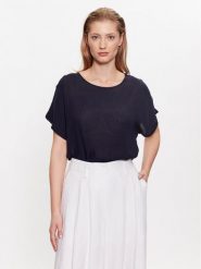 Kaffe Bluzka Amber Stanley 10500781 Granatowy Loose Fit. Niebieskie bluzki damskie Kaffe, bez wzorów, z wiskozy, bez ramiączek. Za 99.99 zł.