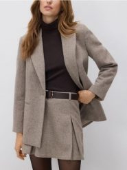 Marynarka z wełną - beżowy. Brązowe marynarki i żakiety damskie Reserved, l, bez wzorów, z tkaniny. Za 279.99 zł.