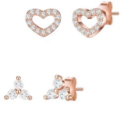Lulu & Jane Komplet (2 kolczyki) Serce Mosiadz Różowy złoty Kolczyki 1 ct Damski. Czerwone kolczyki damskie Lulu & Jane, z cyrkonią, pozłacane, na sztyftcie. Za 149.99 zł.