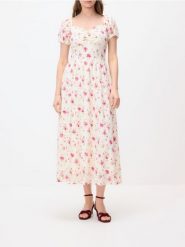 Koronkowa sukienka w kwiaty - wielobarwny. Sukienki damskie Reserved, l, bez wzorów, z dzianiny, bez kołnierzyka, bez ramiączek, rozkloszowane. Za 139.99 zł.