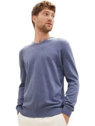 Tom Tailor Sweter w kolorze szaroniebieskim rozmiar: XXL. Niebieskie swetry męskie Tom Tailor, xxl, bez wzorów, z bawełny, bez kołnierzyka. Za 48.28 zł.