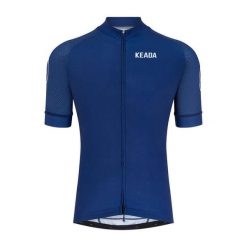 Damska koszulka kolarska z krótkim rękawem – Granatowa. Niebieskie bluzki sportowe damskie KEADA SPORTS, xl, z jersey, bez kołnierzyka, bez ramiączek. Za 332.00 zł.