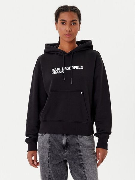 Karl Lagerfeld Jeans Bluza A2W20053 Czarny Regular Fit. Czarne bluzy bez kaptura damskie Karl Lagerfeld Jeans, xs, z bawełny. Za 389.99 zł.